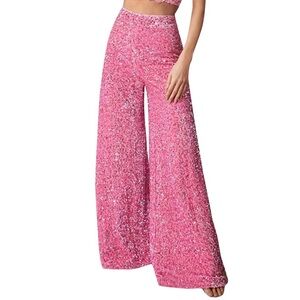 Glam Pink Sequin Wide-Leg Pants size L (31” waist)